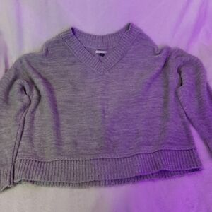 American Eagle Outfitters Light Gray V-Neck Sweater